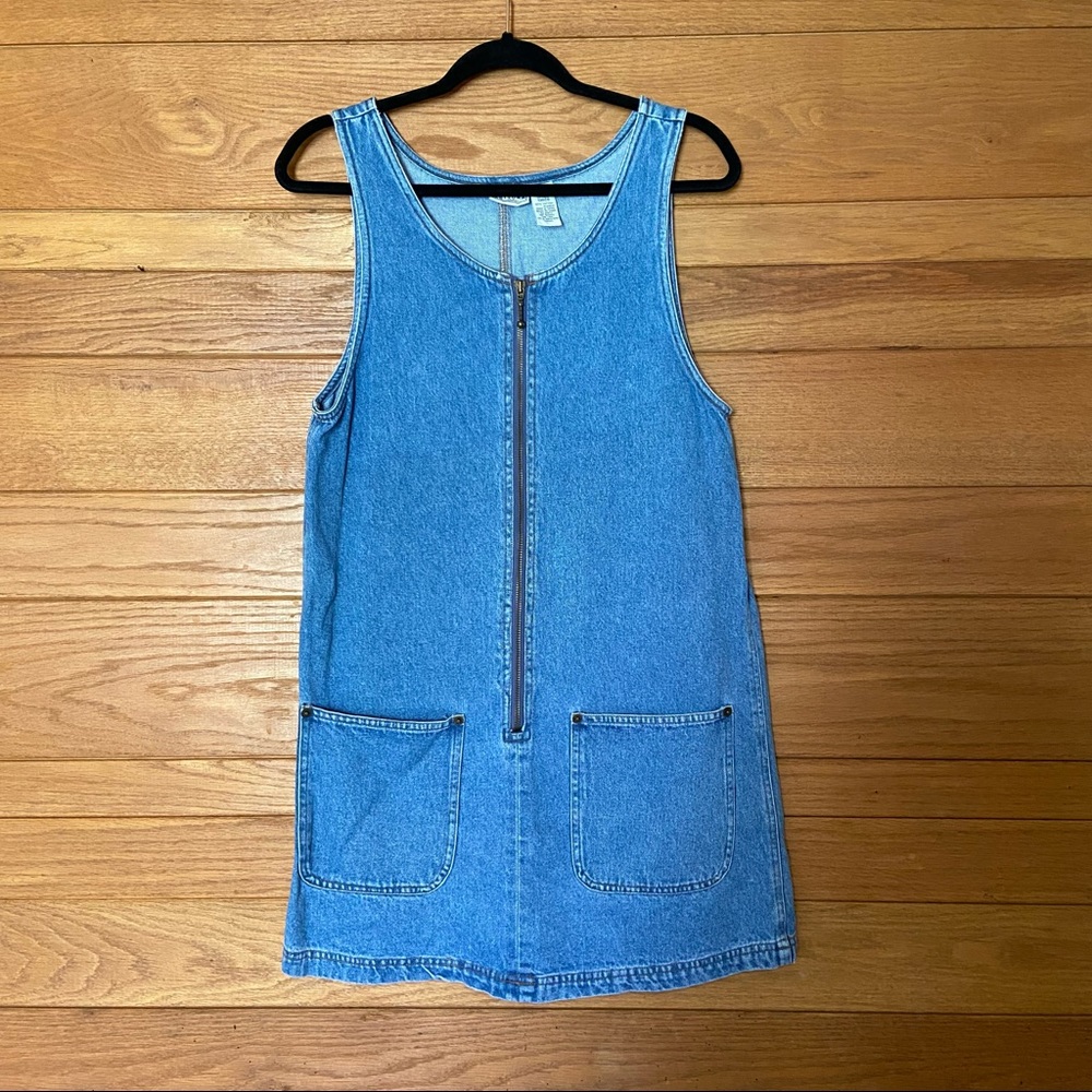 Vintage 90s Y2K Arizona Jeans Co denim zip front jumper dress